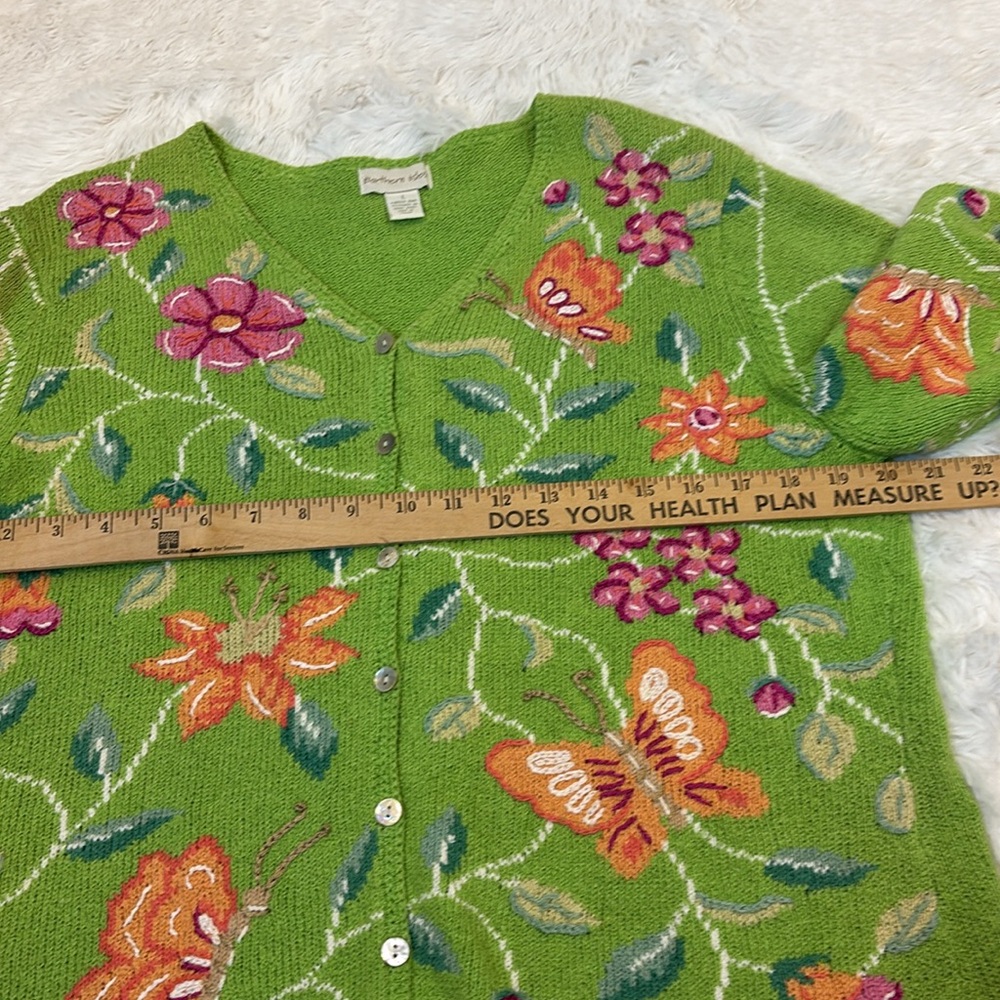 Vintage Northern Isles Sweater Short Sleeved Butterfly and Floral Size Large - Picture 6 of 13